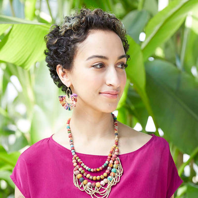 KANTHA ORNAMENTAL CHANDALIER EARRINGS