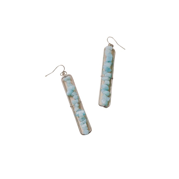 AMAZONITE BEADED BAR EARRINGS