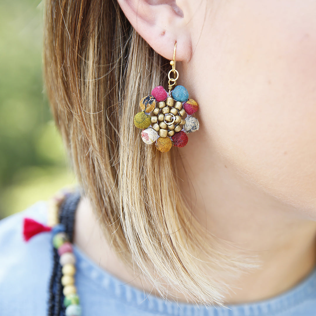 KANTHA FLOWER EARRINGS