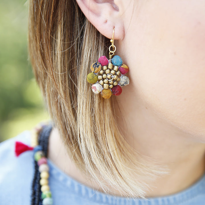 KANTHA FLOWER EARRINGS