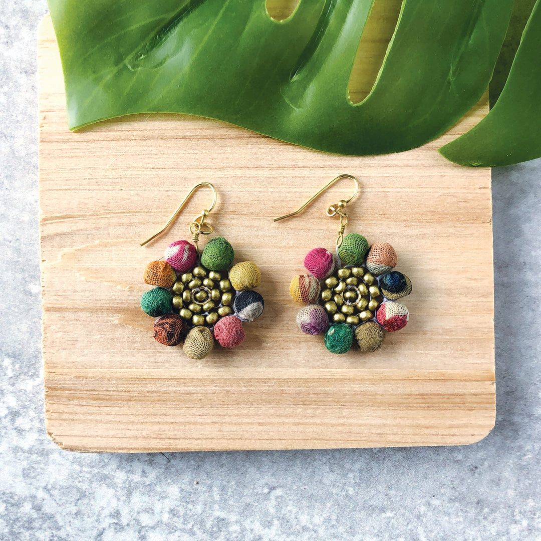 KANTHA FLOWER EARRINGS