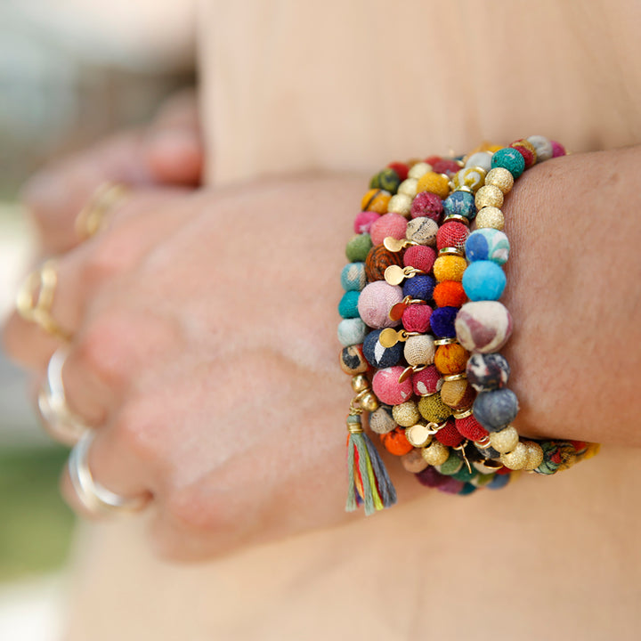 KANTHA POM-POM BRACELET