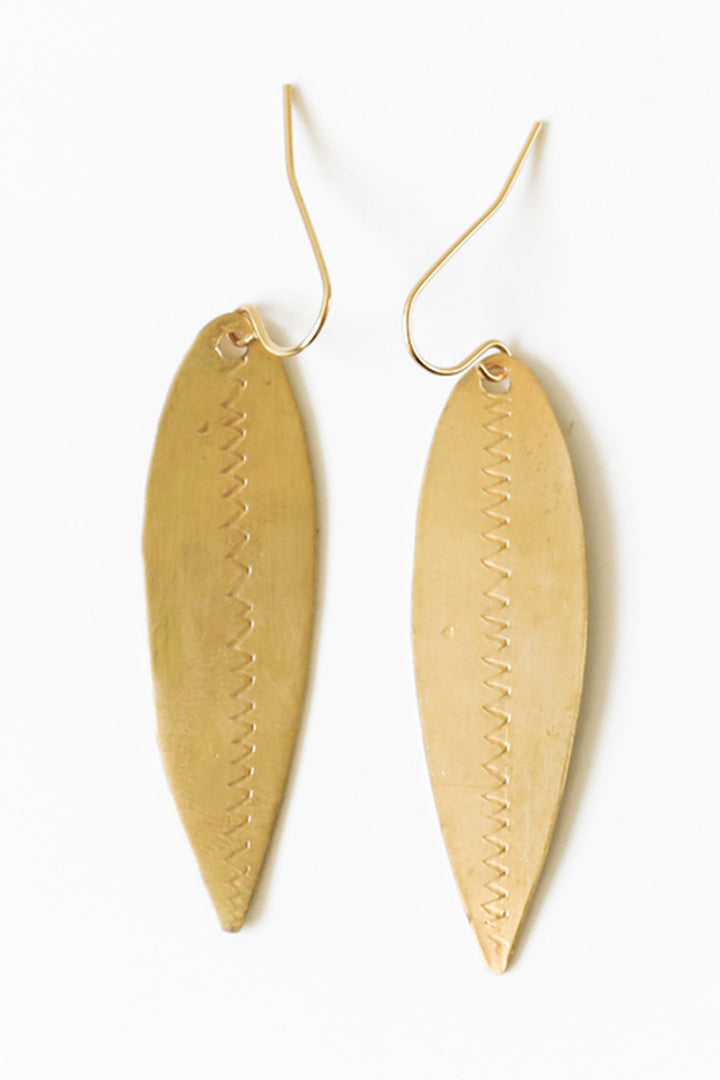 BRASS LEAF ARTILLERY EARRINGS