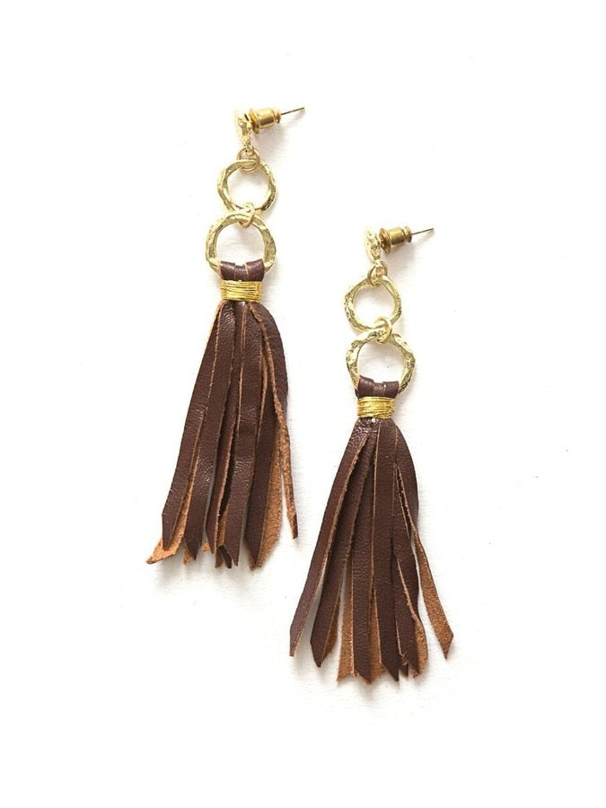ARIZONA LEATHER TASSLE EARRINGS