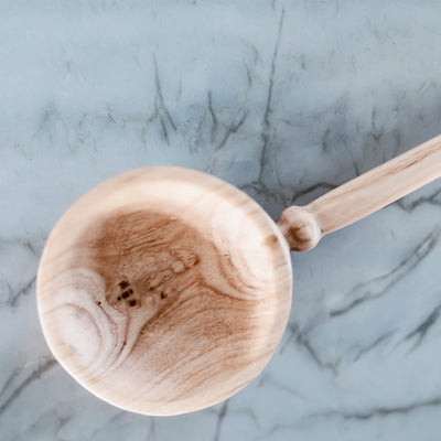 HAND CARVED WOOD FARMHOUSE SERVING SPOON