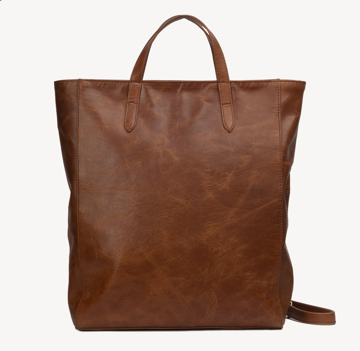 LEATHER TOTE PACK: CHOCOLATE