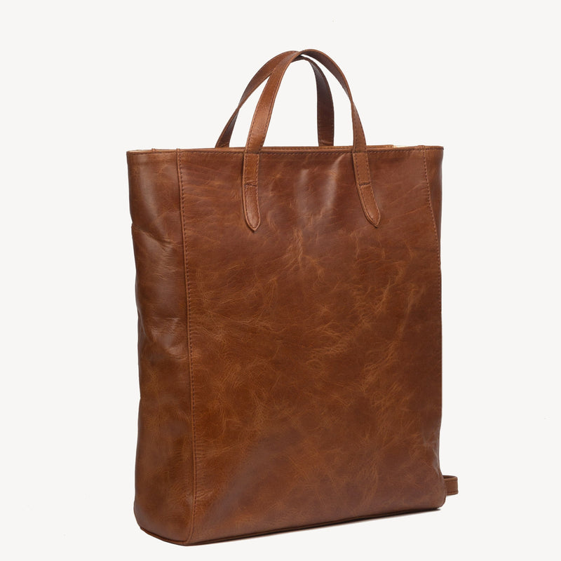 LEATHER TOTE PACK: CHOCOLATE