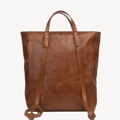 LEATHER TOTE PACK: CHOCOLATE