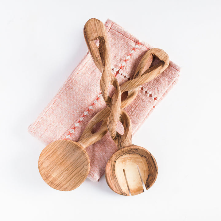 OLIVE WOOD SPIRAL WEAVE SERVERS