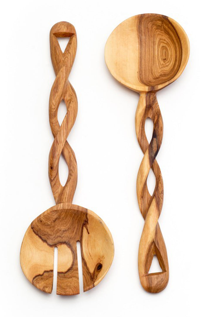 OLIVE WOOD SPIRAL WEAVE SERVERS