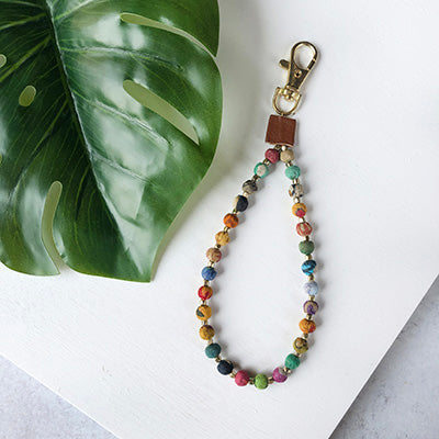 KANTHA BEADED WRISTLET + BAG CLIP