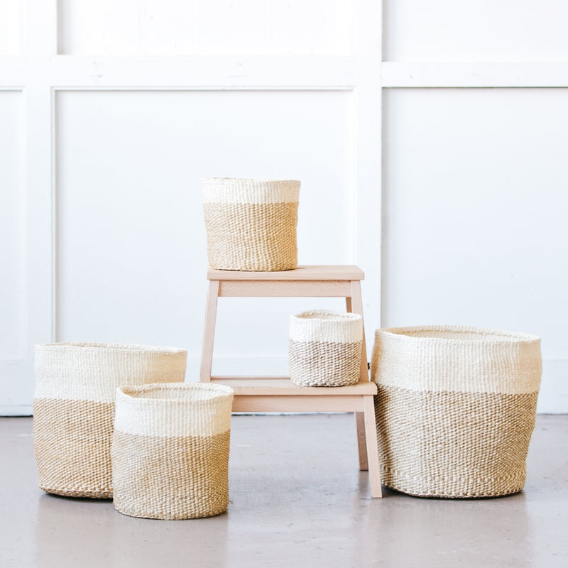 NATURAL+WHITE STORAGE BASKETS