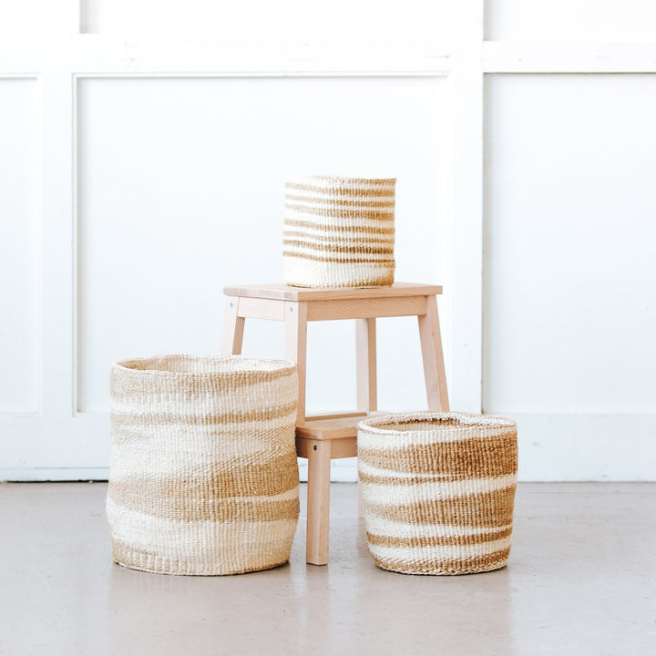 NATURAL+WHITE SWIRL STORAGE BASKETS