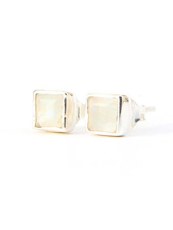 STERLING SILVER MOONSTONE STUDS