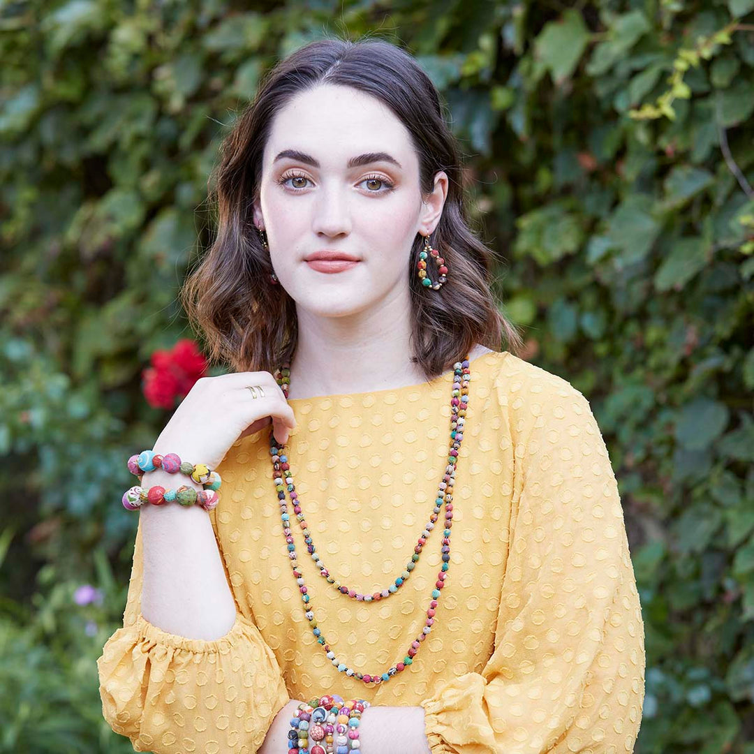 KANTHA BEAD LONG ADJUSTABLE NECKLACE