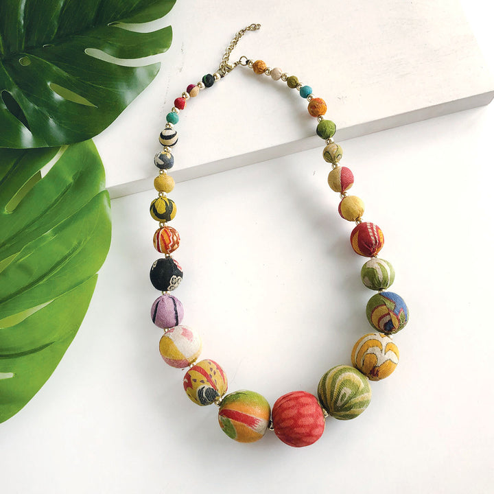 KANTHA GRADUATED STATEMENT NECKLACE