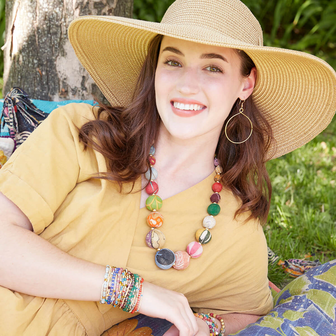 KANTHA GRADUATED STATEMENT NECKLACE
