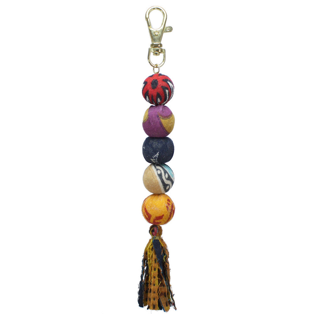 KANTHA BEAD BAG CLIP/KEYCHAIN