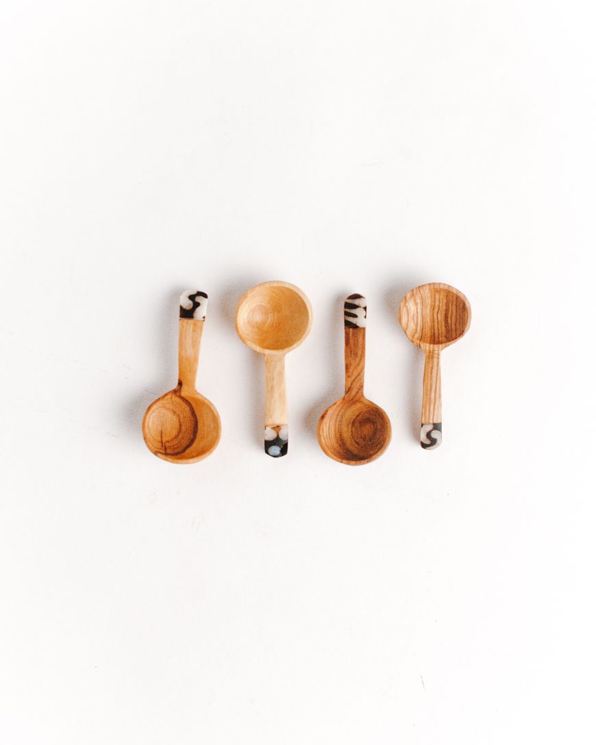 OLIVE WOOD SPICE SCOOP SET