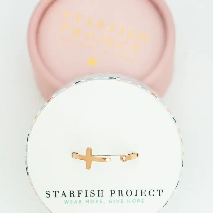 STARFISH ROSE GOLD CROSS RING