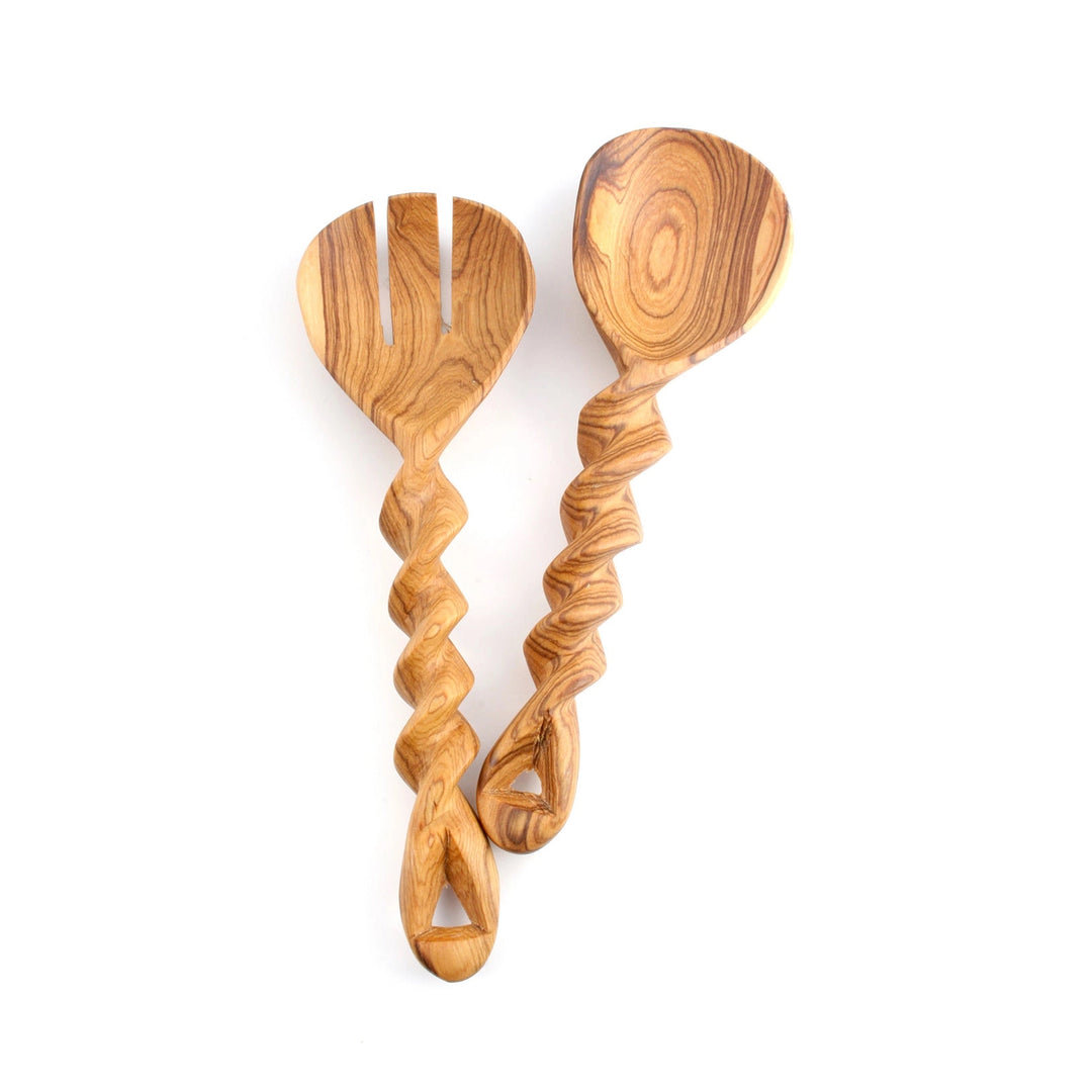 TWISTED OLIVE WOOD SERVER SET