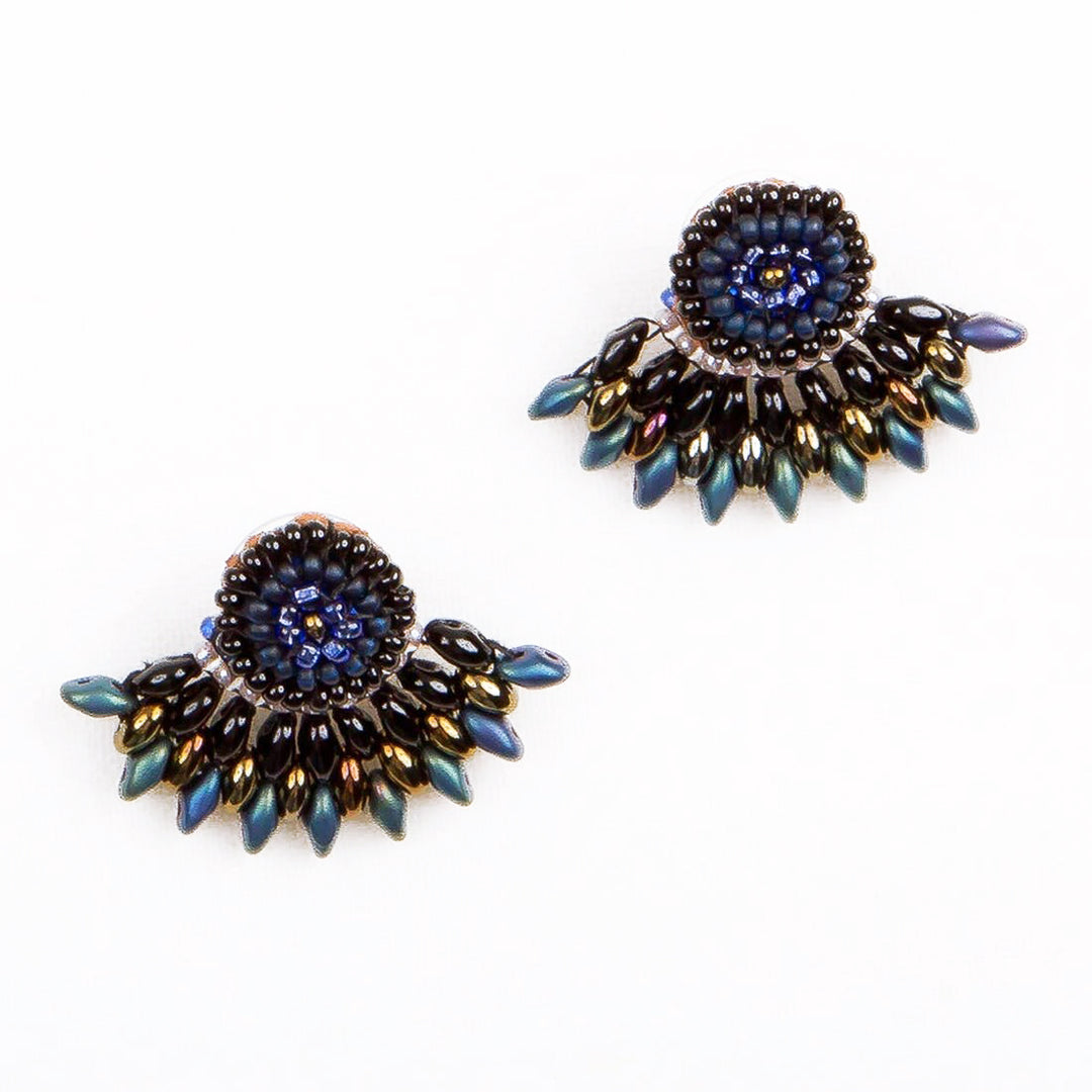 FEATHERED PLUME BOHO EAR JACKETS: MIDNIGHT
