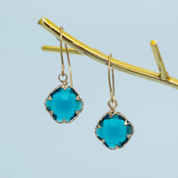 SAPPHIRE BLUE GLASS EARRINGS