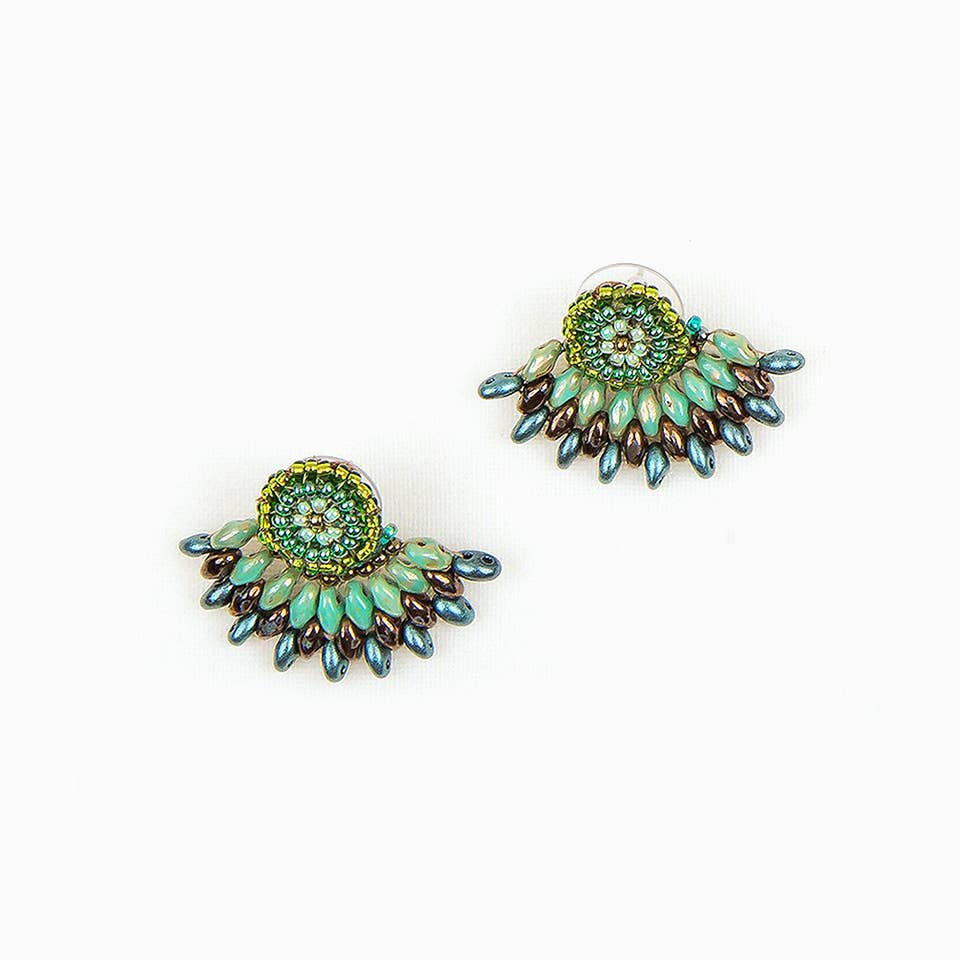 FEATHERED PLUME BOHO EAR JACKETS: JADE