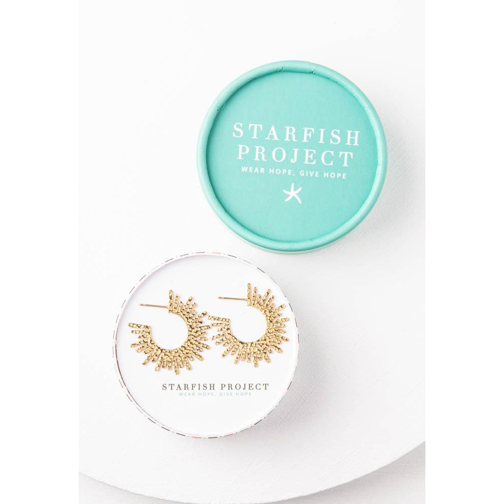 SUNBURST GOLD HOOPS
