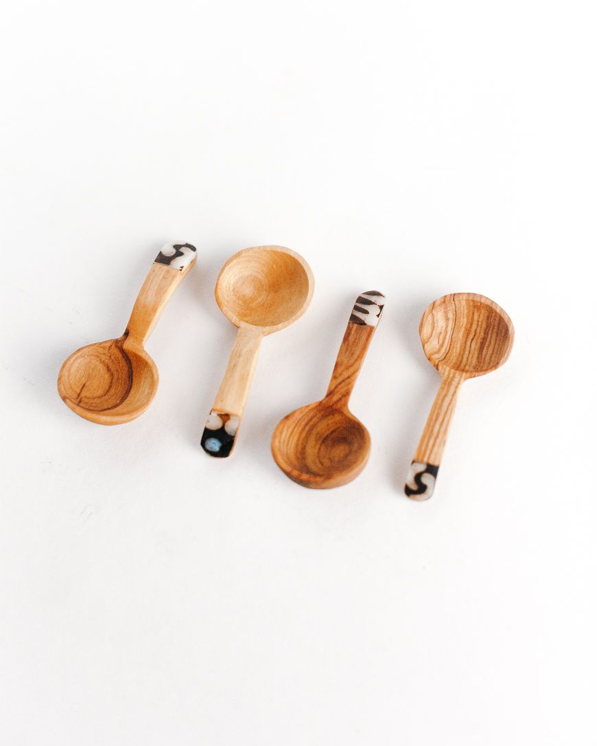 OLIVE WOOD SPICE SCOOP SET