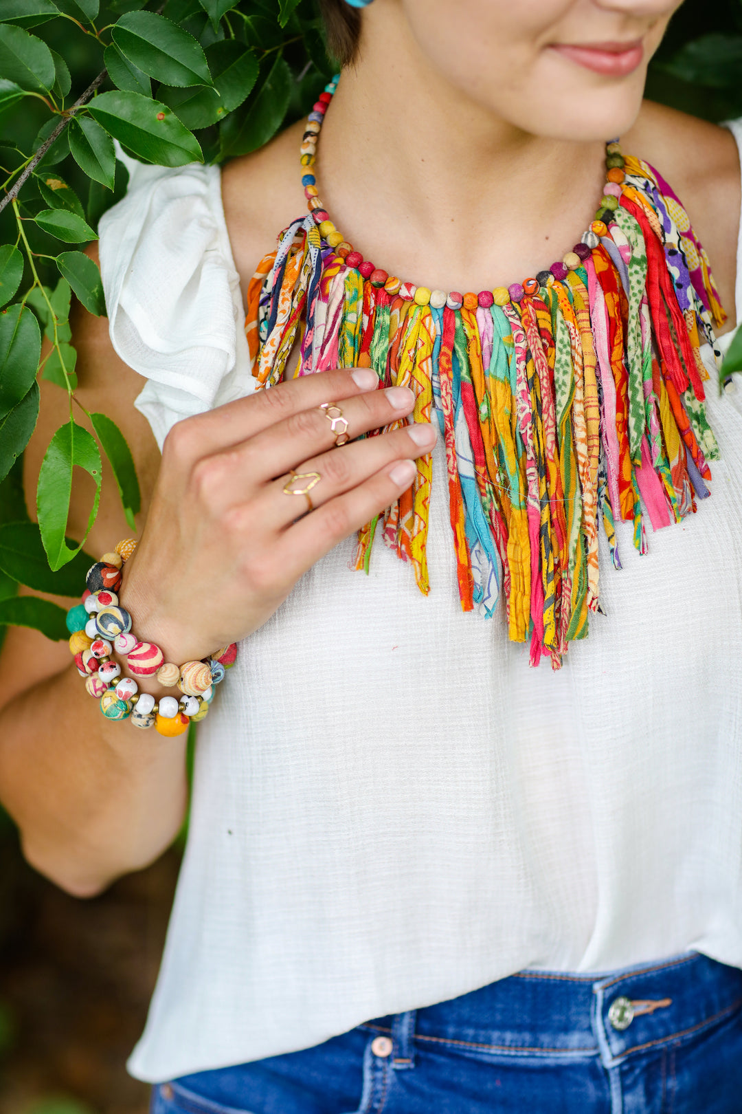 KANTHA FRINGE COLLAR NECKLACE