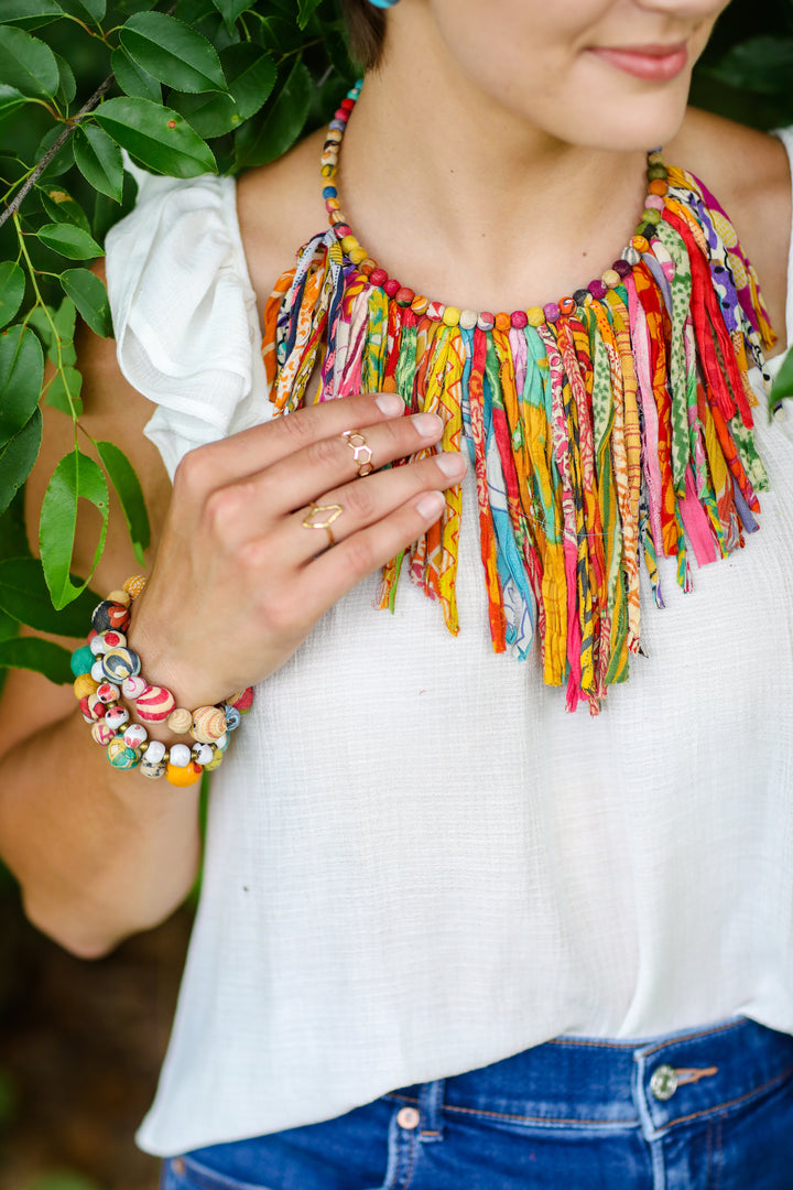 KANTHA FRINGE COLLAR NECKLACE