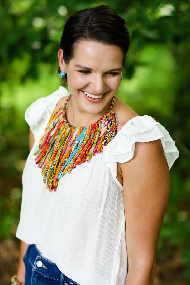 KANTHA FRINGE COLLAR NECKLACE