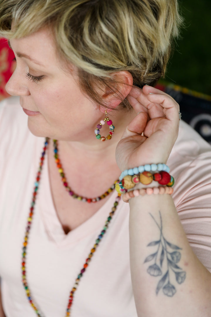 KANTHA BEADED TEARDROP EARRINGS