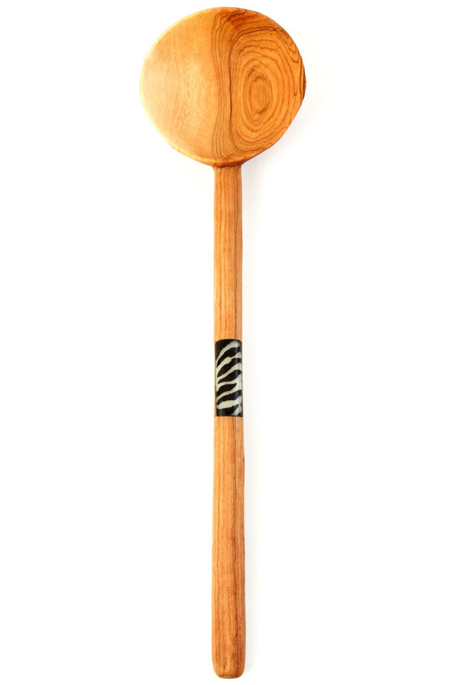 WOOD LOLLIPOP COOKING SPOON WITH BONE INLAY