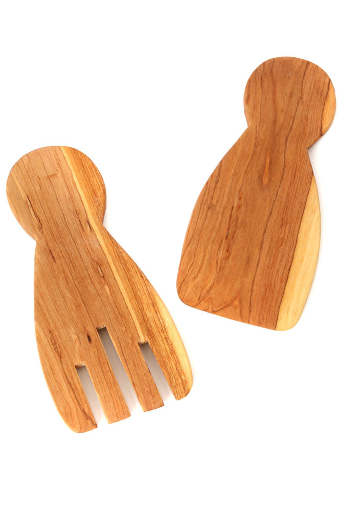 OLIVE WOOD PADDLE SALAD SERVER SET