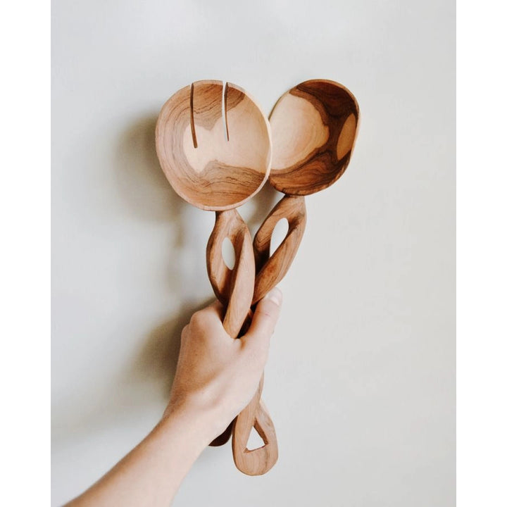 OLIVE WOOD SPIRAL WEAVE SERVERS