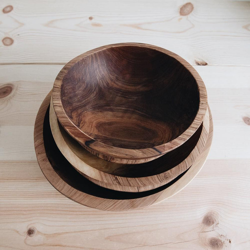 8" HAND CARVED WILD OLIVE WOOD BOWL