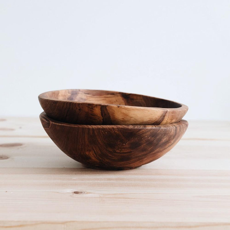 8" HAND CARVED WILD OLIVE WOOD BOWL